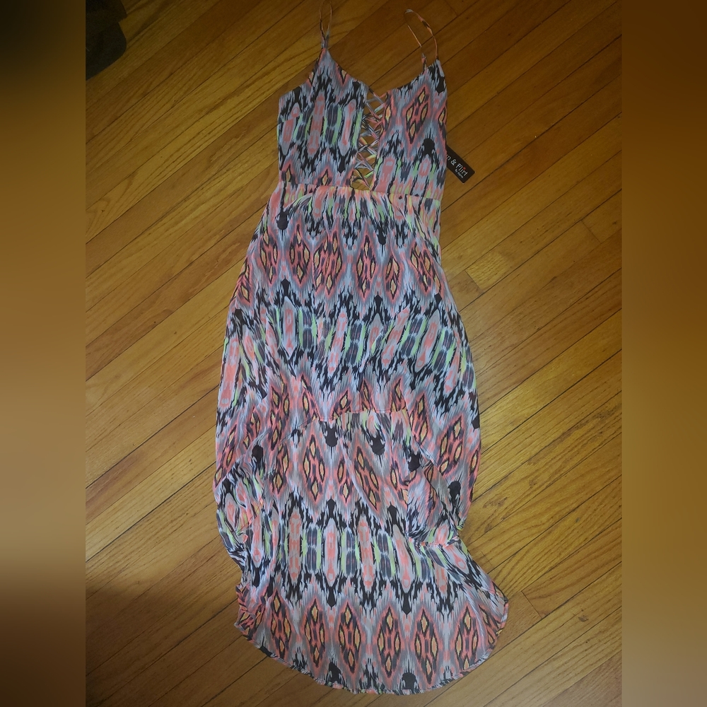 Neon hi low dress